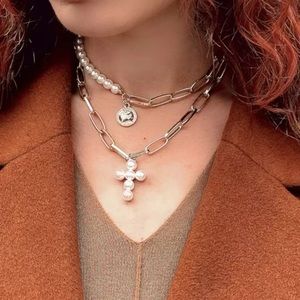3/$30 🤍 Faux Pearl Cross Layered Necklace
